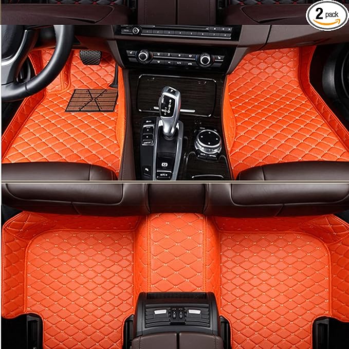 Custom Making Car Floor Mats Compatible with Audi BMW Mercedes-Benz Toyota Lexus Honda Infiniti Nissan Hyundai Kia All Models 2005-2026 (Orange)