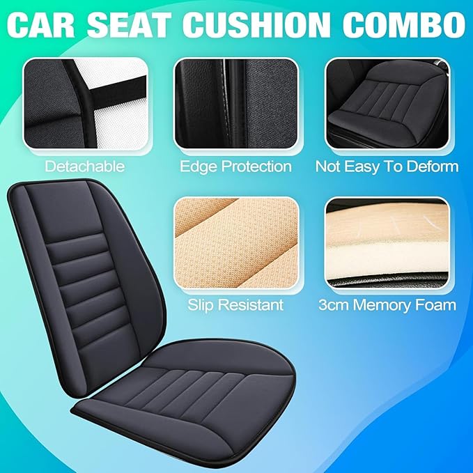 Car Seat Cushion with Back Support Pillow for Ford Ranger 2024, Pillow Memory Seat Covers Desk Chair Cushion Back Support for Automotive Seat Driver Interior Accessories, B/Orange