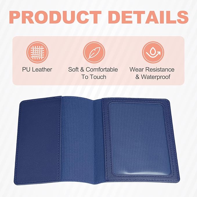 HARFINGTON Car Registration and Insurance Holder 5.51" x 4.13" PU Leather Vehicle Glove Box Organizer Storage Accessories Men Women Car ID Holder for License ID Card Bank Card, Dark Blue