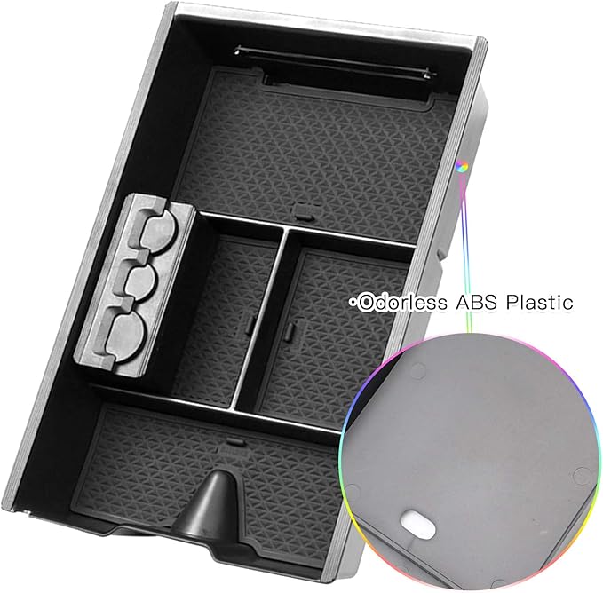 SKTU Center Console Organizer Customized for 2009-2020 Dodge Ram 1500 2500HD 3500HD Insert ABS Black Materials Tray Armrest Box Glove Secondary Storage Box with Coin and Glass Holder