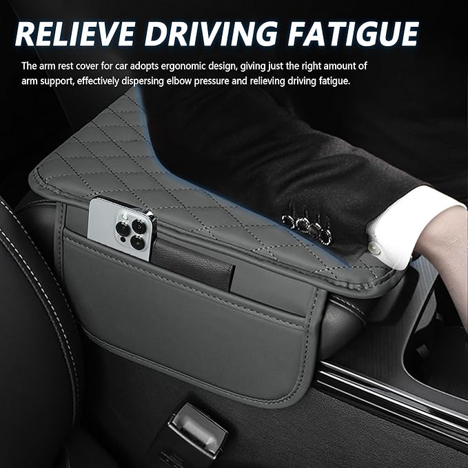 Car Center Console Cover for Hummer H2 2003-2009, Car Armrest Cover Cushion Arm Rest Cover Auto Interior Arm Rest Seat Box Pad Accessories,Grey