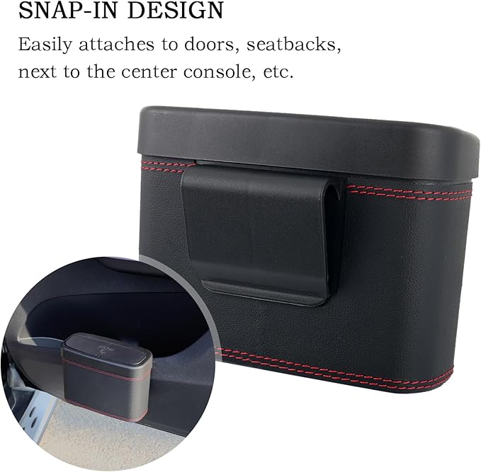 Car Trash Can with Lid,Leather Car Trash Bin with 30 Car Trash Bag,Hanging Leakproof Car Garbage Can,Multi-Purpose Car Organization for Women Car Accessories Fit Cars SUV RV (Big)