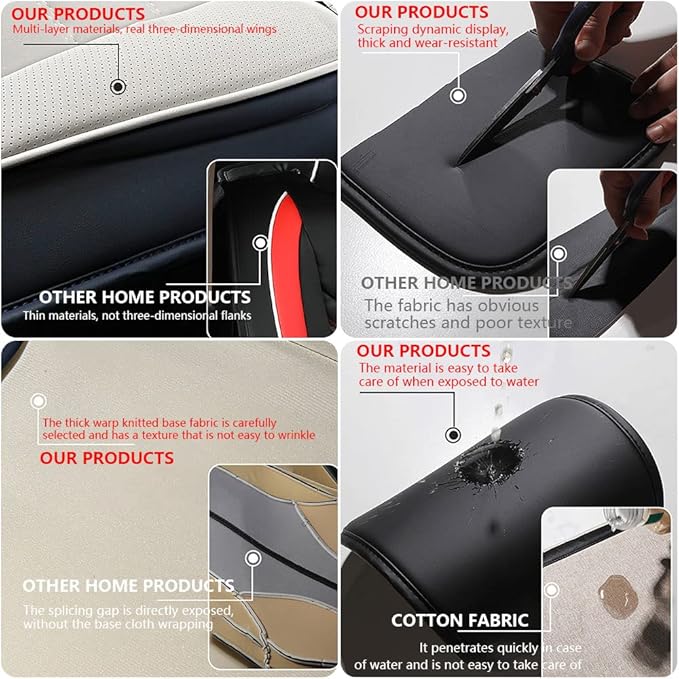 Iceleather Luxury Car Seat Covers for Ford Edge 2007-2025,Waterproof Soft Breathable PU Leather Seat Cover with Storage Pockets(Classic Black,Front Set with Pillow)