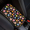 UNICEU Car Center Console Armrest Cushion Pad- Colorful Cute Daisy Flowers Print Auto Interior Decor Accessories Neoprene Armrest Box Protector Cover