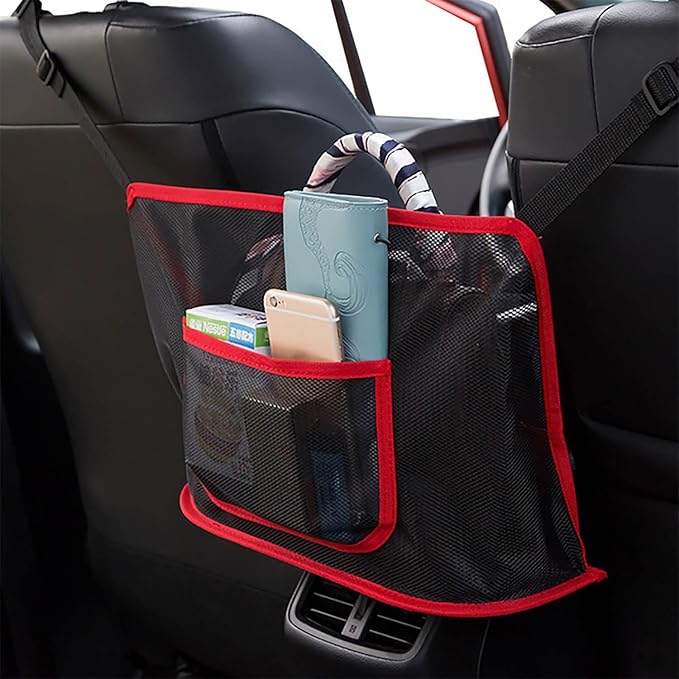 acdiac Universal Car Mesh Storage Bag,Auto Seat Back Mesh Organizer High Elastic Pet Isolation Net,Car Mesh Partition (Red)