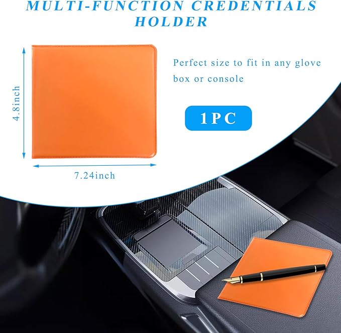 Kewucn 1 PC Car Registration Insurance Holder, Essential Auto Card Glove Box Organizer, Vehicle Interior Accessories Perfect for Most Car, Truck, SUV (10.55''×4.8'', Orange)