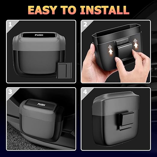 Car Trash Can with Lid, Built-in Storage Garbage Bag, Vehicle Trash Accessories for Interior, Mini Garbage Bin for Automotive, Home, Office, Kitchen, with 30pcs Trash Bags
