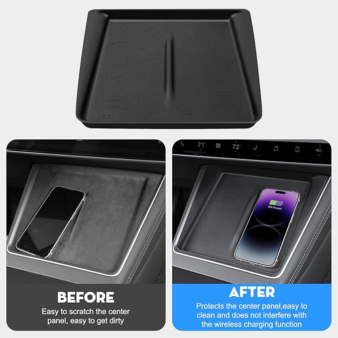 Center Console Wireless Charging Protector for Tesla Model Y Juniper 2026 Upgrade Silicone Mat for 2024-2026 Tesla Model 3 and 2025-2026 New Model Y Accessories