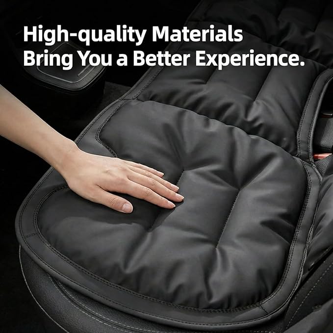 Bzxpk Skin-Friendly & Dirt-Repellent Leather Car Seat Cushion, Non-Slip PU Leather Seat Cover for Car, Office Chair & Travel, Breathable Comfort Cushion (Khaki, Front Row)