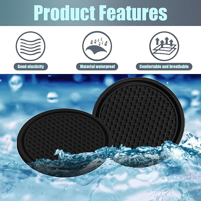 4 PCS Car Center Console Coaster, 2.75" x 0.19" PVC Soft Rubber Concave Convex Honeycomb Anti-Slip Coaster, Multi-Functional Practical Accessory, Compatible with Most Car Models (Black)
