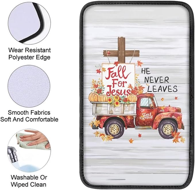 Center Console Cover for Women Men Southwestern Car Accessories Armrest Cover Center Seat Box Pad, Fall Truck