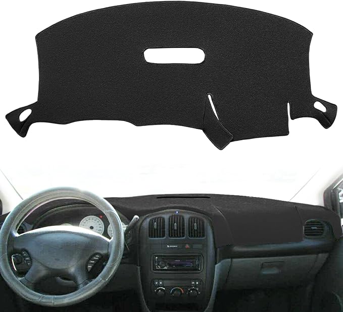 Yiz Dash Cover Mat Custom Fit for Dodge Caravan/Grand Caravan/Chrysler Town Country/Voyager/Grand Voyager Without Raised Display w/o Sensor and Speaker,Dashboard Cover Pad Carpet (Black) J128