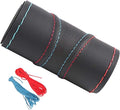 15 Inch Universal Car Steering Wheel Cover Leather (Artificial) Stitch On Wrap with Needle & Thread DIY Red and Blue Splice for BMW Etc