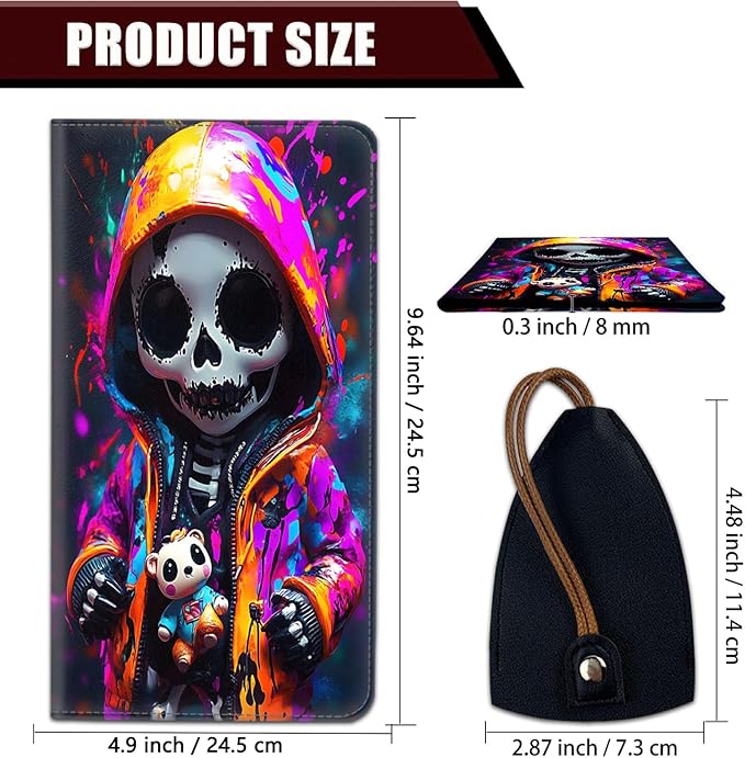 Car Registration Holder, PU Leather Vehicle Glove Box Organizer for Driver License, Document, Car Insurance Holder with Magnetic Shut, Auto Paperwork Wallet Case Accessories, Color Skull Boy