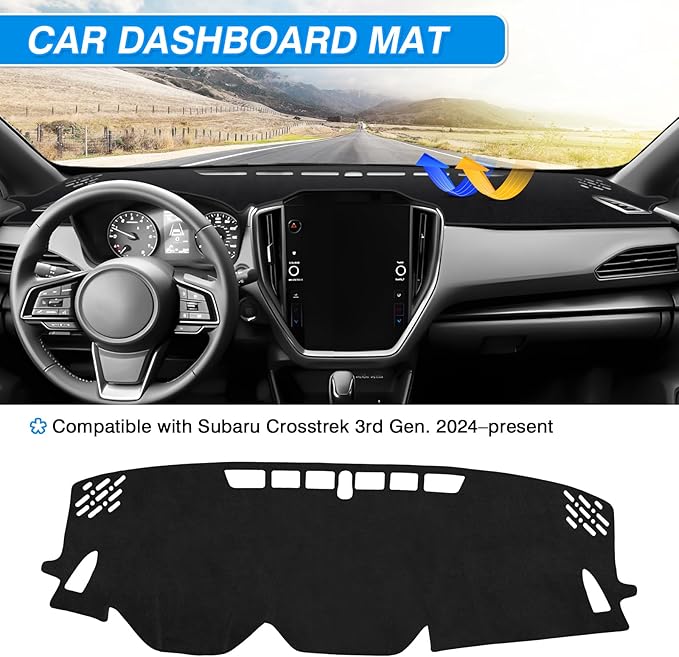 Cartist Dash Cover fits for CrossTrek 2024 2025 2026 Dashboard Cover Mat for Crosstrek Accessories Non-Slip Carpet Sunshield Glare UV Rays Protector