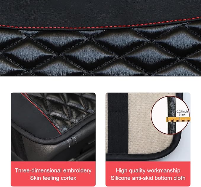 Car Center Console Cover, Patchwork Leather Center Console Cushion Pad, Waterproof Dustproof Auto Armrest Seat Box Cover Protector, Comfortable Armrest Pad for Car, Sedan, SUV, Van (Black)