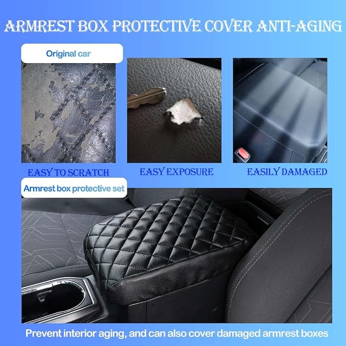 CHEAYAR Leather Car Auto Center Console Armrest Cushion for Toyota Tacoma Accessories 2016-2018 2019 2020 American Flag (Plaid-Leather)