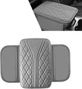 Car Center Console Pad, Leather Car Armrest Box Pad Cover, Vehicle Armrest Protector Cushion with 2 Storage Bags, Universal Arm Rest Pad for Car Interior Accessories Protect (Gray)