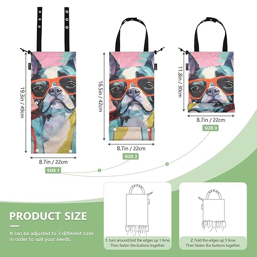 ALAZA Hanging Car Trash Bags Garbage Bag Trash Can for Back Seat Small Dog Cool Glasses Washable Storage Bag Retractable 2 Pack