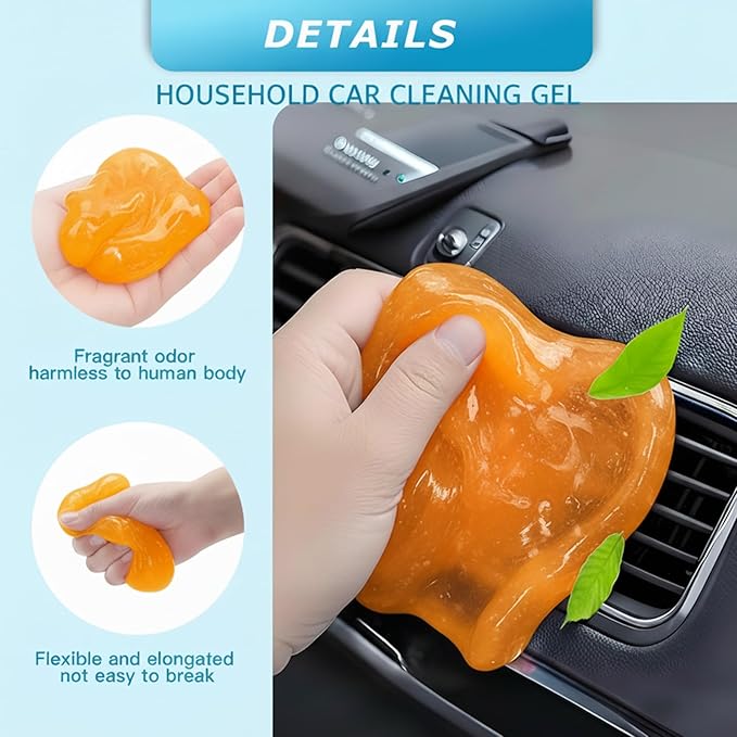 Car Cleaning Gel,Reusable Car Cleaning Putty for Interior Detailing, Car Cleaning Supplies, Auto Detailing Tools, Car Slime for Dust Removal, Car Accessories Interior, Car Cleaning Kit(Orange, 5.0 OZ)