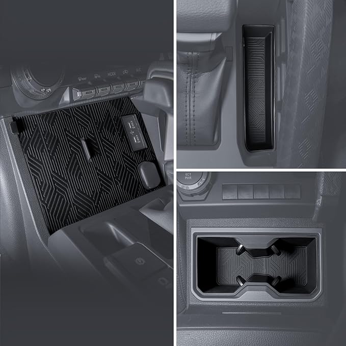 bgucar Interior Silicone Liner Insert Custom Fit for Tacoma 2024-2026, Silicone Organizer Tray for Tacoma Gen 4th Double Cab only - Fully Covered - for Tacoma Accessories