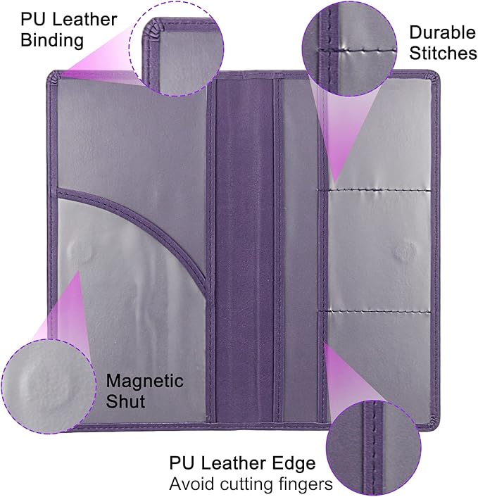 LumiMokki Premium Car Registration & Insurance Card Holder with Magnetic Shut, Vehicle Glove Box Car Organizer - For Documents, Cards, License (Purple)