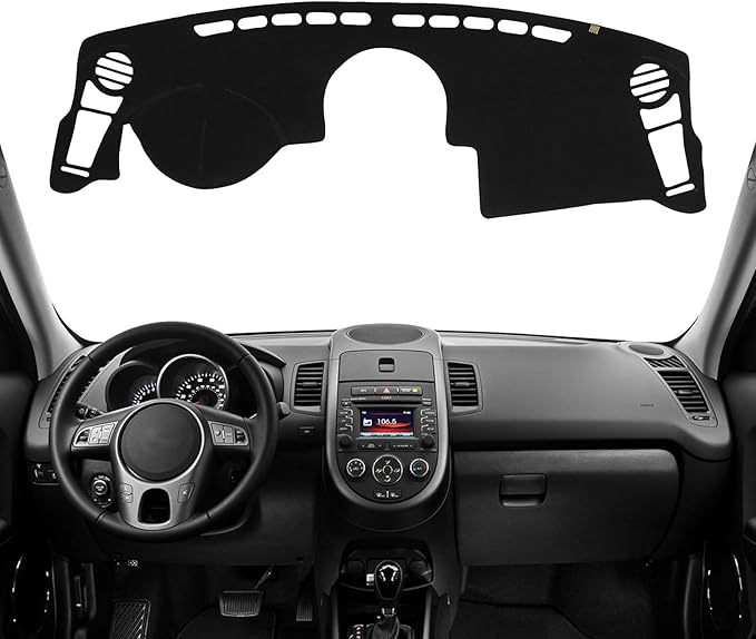 KEYOOG Dashboard Cover Dash Mat Fit for K-ia Soul 2013-2010 (for Left Hand Drive),Car Dash Board Mat Anti-Glare Carpet,Non-Slip Pad Sunshield Protector (Black)