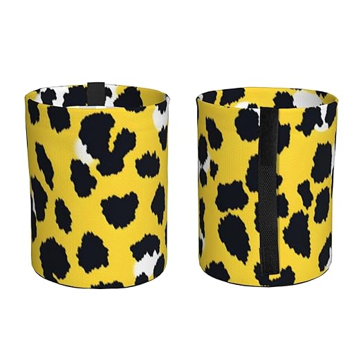 Car Trash Can Hanging, Yellow Leopard Print Waterproof Auto Garbage Bin Universal Vehicle Waste Container, 3.5L Capacity