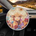 Highland Cow Steering Wheel Sun Cover 17 Inch Fashion Vehicle Steering Wheel Shade Cover for Summer Keep Your Car Cool Summer Essential Gift for Holiday