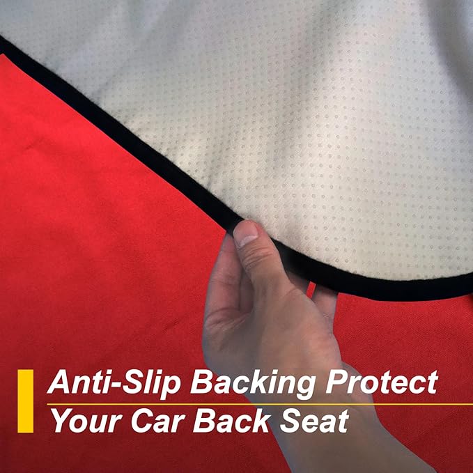 LoyaGour Back Seat Cover for Car Trucks Van SUV,Waterproof Rear Bench Towel Seat Covers for Dogs and Kids,Automotive Backseat Protector (Red)