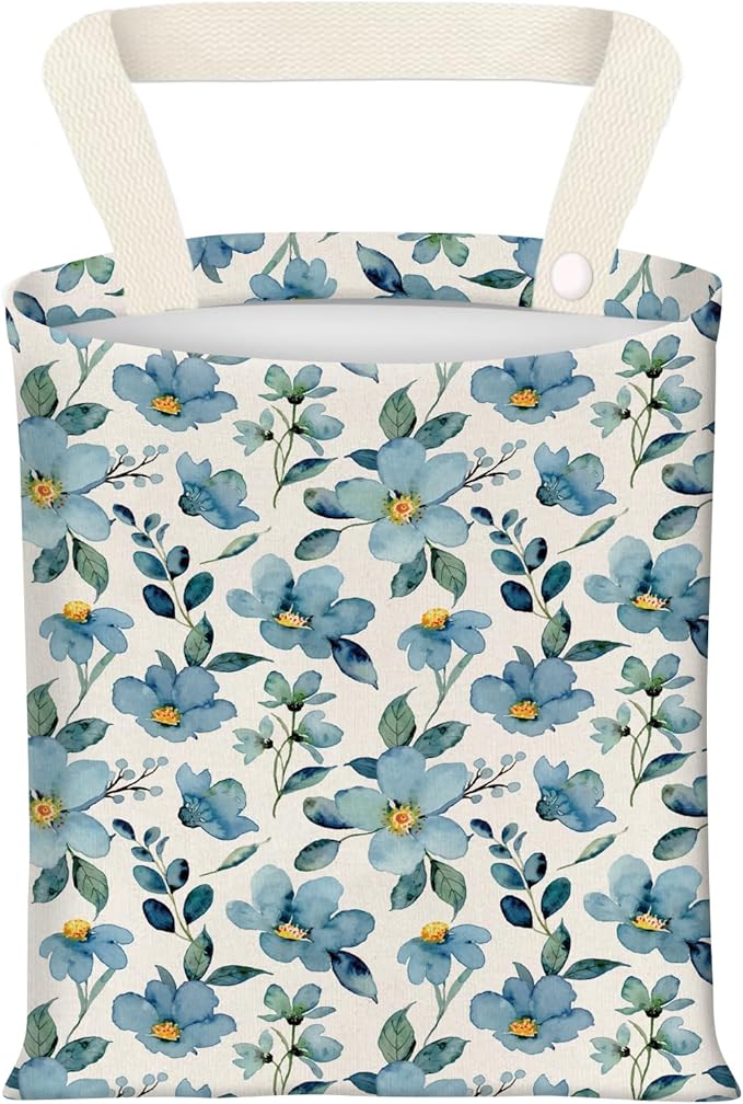 BEAKND Hanging Car Garbage Bag, Cute Car Trash Can Bag, Automotive Accessories for Women Men Cute Watercolor Blue Flower