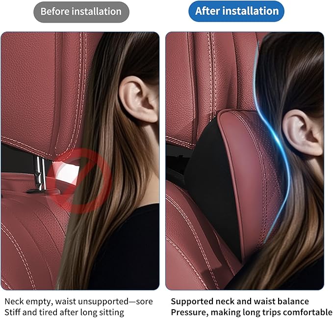 Anti-Stain Nappa Leather Car Neck Pillow for BMW New X3 X5 X2 X4 X1 X6 X7 2 3 4 5 7 Series Headrest Neck Pillow, Soft Memory Foam Headrest with Lumbar Support Accessories(Tacora Red-bm-2 pcs)