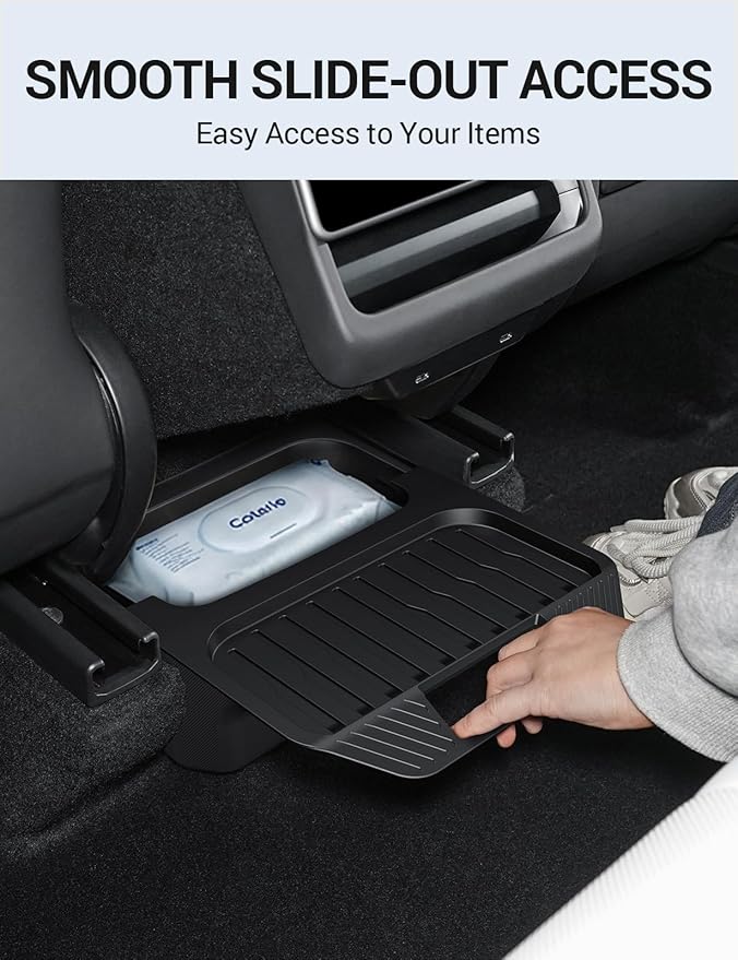Motrobe 2026 Tesla Model Y Juniper Trash Can Rear Center Console Organizer Backseat Storage Box with Anti-Slip Lid Garbage Can Model Y Juniper Accessories(Standard/Premium/Performance 2025/2026)