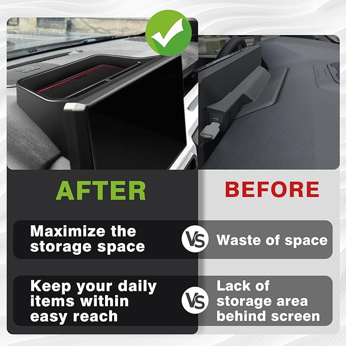 Muslogy Dashboard Storage Box Compatible with 2024 2025 Tacoma & 2025 4Runner Accessories Center Console Organizer w/14-inch Screen for Limited Trailhunter TRD Pro (14 Inch Screen Only) (Red)
