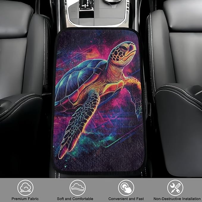 Bulopur Art Turtle Car Armrest Cushion Flannel Easy to Install Car Console Covers Armrest Cover Protec Vehicle Armrest Cover Vehicle Accessories 12.01 x 7.28 Inch
