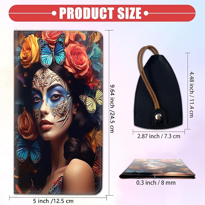 Car Document Holder with Magnetic Shut, Car Registration & Insurance Card Holder, Waterproof PU Leather Glove Box Organizer Vehicle Accessories Driver License for Women/Men, Butterfly Rose Girl