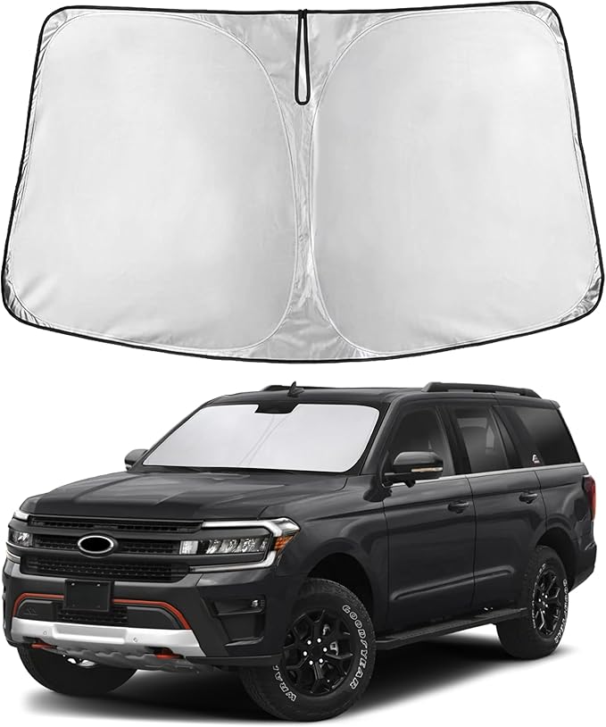 EcoNour Windshield Sun Shade Compatible for Ford Expedition 2018–2025 | Custom Fit Full Size SUV Front Window Sunshade | Foldable UV & Heat Reflective Sun Visor