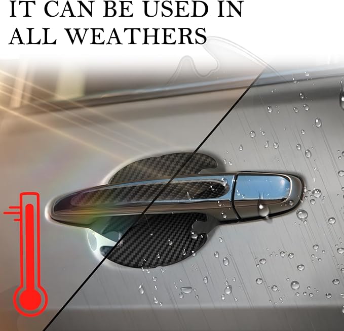 8PCS Car Door Handle Protector with Sport Word,Stylish PVC Car Door Handle Scratch Protector for Avoiding Scratch,Universal Cars Handles Protectors Cars Exterior Accessories (Carbon Fiber)