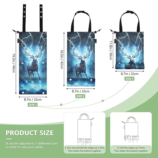 ALAZA Hanging Car Trash Bags Garbage Bag Trash Can for Back Seat Small Deer Myth Washable Storage Bag Retractable 2 Pack