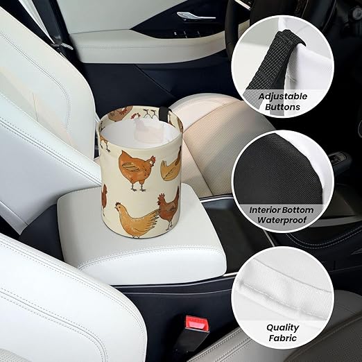 A Brood of Chickens Car Trash Can Leak Proof Hanging Waterproof Garbage Can Multipurpose Trash Bin for Car SUV Front Seat Headrest Collapsible and Portable Storage Pocket