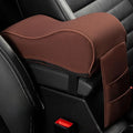 SPANICE Auto Center Console Armrest Pillow Pad, Car Armrest Cushion Soft Memory Foam with Phone Holder Storage, Pockets Bag Seat Cushion Universal Fit for Most Car (Brown)