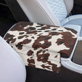Dreaweet Brown Cow Print Center Console Cover Pad Cute Car Accessories for Women Thick Arm Rest Cover with Pockets for Car SUV Truck Soft Comfortable Car Armrest Cushion