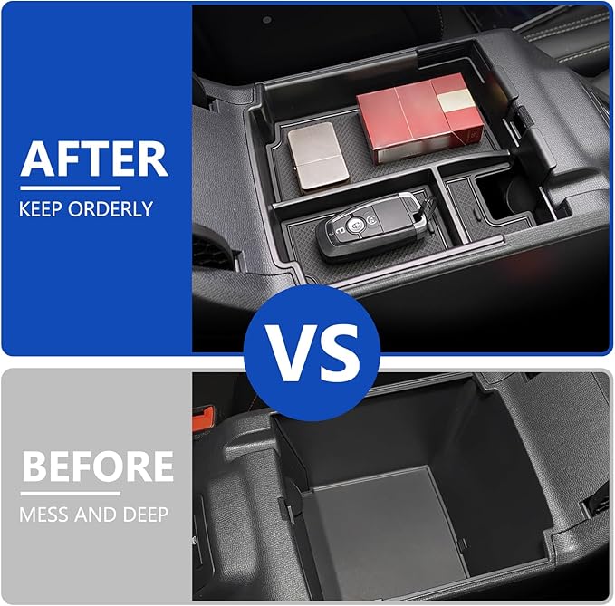YJQLZK 2025 Upgraded Center Console Organizer Tray Fit for Ford Bronco 2025 4-Door Full Size, Organizer Armrest Storage Box for Bronco Accessories 2025 (Not for 2 Door & Sport)