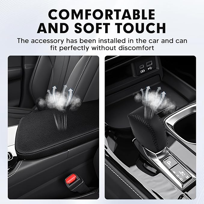 Autorder 2PCS Center Console Cover for 2022 2023 2024 2025 NX 250/NX 350/NX 350h/NX 450h+ Accessories Gear Shift Knob Cover Anti-Scratch Leather Armrest Cover&Shift Knob Cover