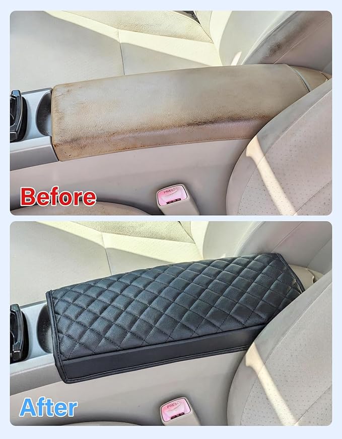 Center Console Armrest Cover for 2004 2005 2006 2007 2008 2009 Toyota Prius Accessories, Microfiber Leather Middle Console Cushion Protector, Anti-Scratch, Black