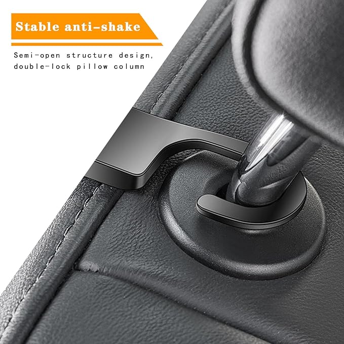 Car Headrest Hook - 2 in 1 Multifunction Phone Holder & Cup Holder, Back Seat Organizer with Sturdy Anti-Slip Design for Phones, Bags, Cups - Universal for Most Vehicles (Black-1PC)