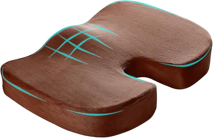 Car Seat Cushion, Memory Foam Cushion for Tailbone Pain & Sciatica Relief, Ergonomic Seat Cushion Comfortable Chair Relief Pillow for Car Office Wheelchair, car Accessories (Coffee)