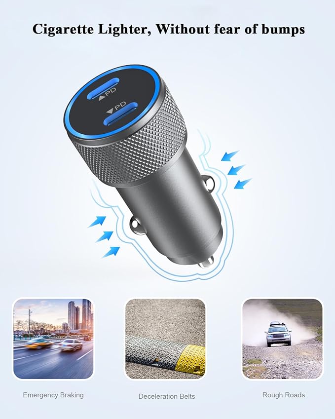 Apple Car Charger iPhone,iPhone Fast Car Charger【2Pack】Dual Port USB C Charger Car Adapter [Apple MFi Certfied] Super Quick Charging Cigarette Lighter Lightning Cable for iPhone 14 13 Pro Max 12 11 XS