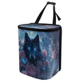 Talayituse Wolf Rose Butterfly Print Car Trash Can with Lid, Leak Proof Auto Trash Bag Hanging Vehicle Garbage Can Multipurpose Storage Container for Back Seat Road Trip