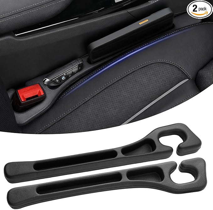 fccairms 2PCS Car Seat Gapster, Car Seat Gap Filler for Filling Gaps Between Consoles, No Drop Seat Guard with Storage Slot, Black